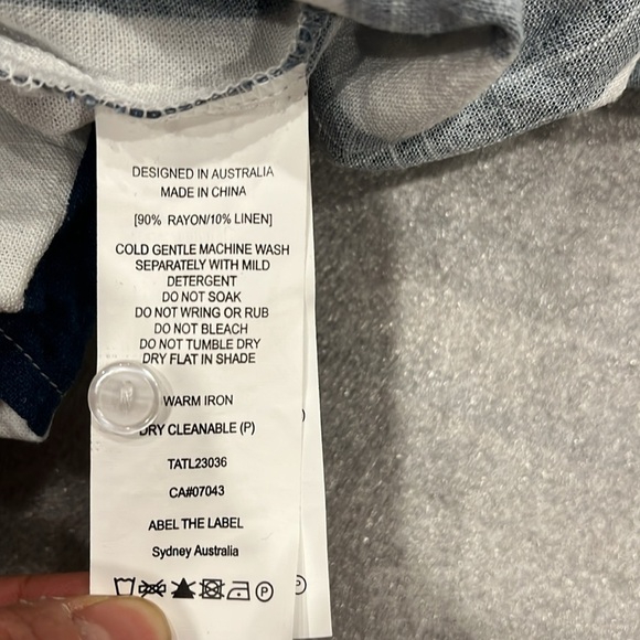 [M]Abel The Label Anthropologie Linen Blend Blue White Stripes Shirt Dresss - Picture 6 of 7